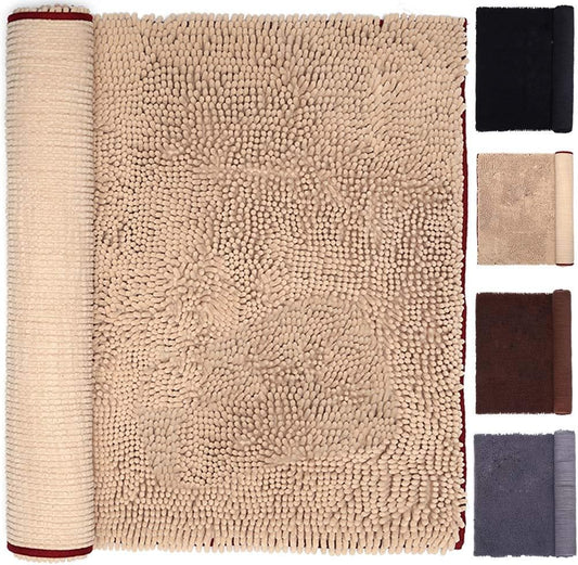 Pet Rugs Mats for Dog Cat Bathroom Door Rugs 26" X 36" Khaki Doormat Shaggy Chenille Pet Area Rugs Ultra Soft Water Absorbent Machine Washable Dry Area Rugs for Bathroom