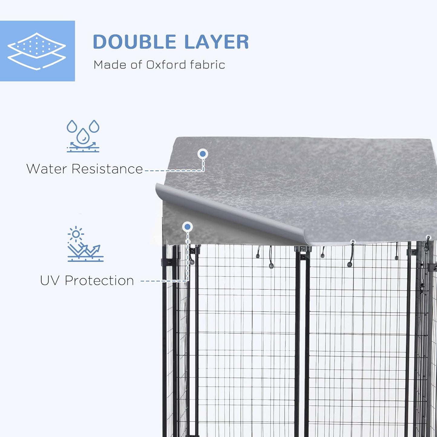 Outdoor Dog Kennel with Roof, 4' X 4' X 4.5' Heavy Duty Welded Wire Dog Playpen Enclosure with Escape-Proof Lock, Uv-Resistant & Waterproof Cover, for Medium Dogs, Chickens, Ducks, Silver