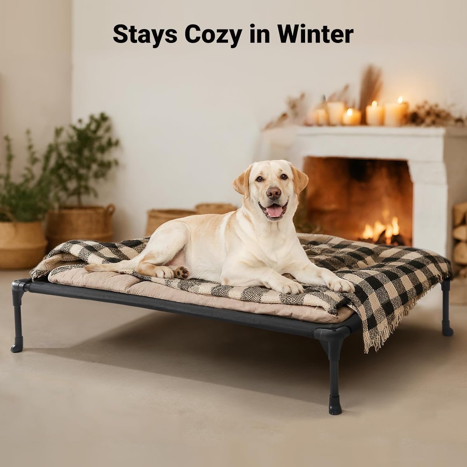 Outdoor Elevated Dog Bed Large Sized Dogs, Large Cooling Raised Dog Cots Beds Training Platform off Ground Hammock with Breathable Mesh, No-Slip Feet, 42"X30", Brown