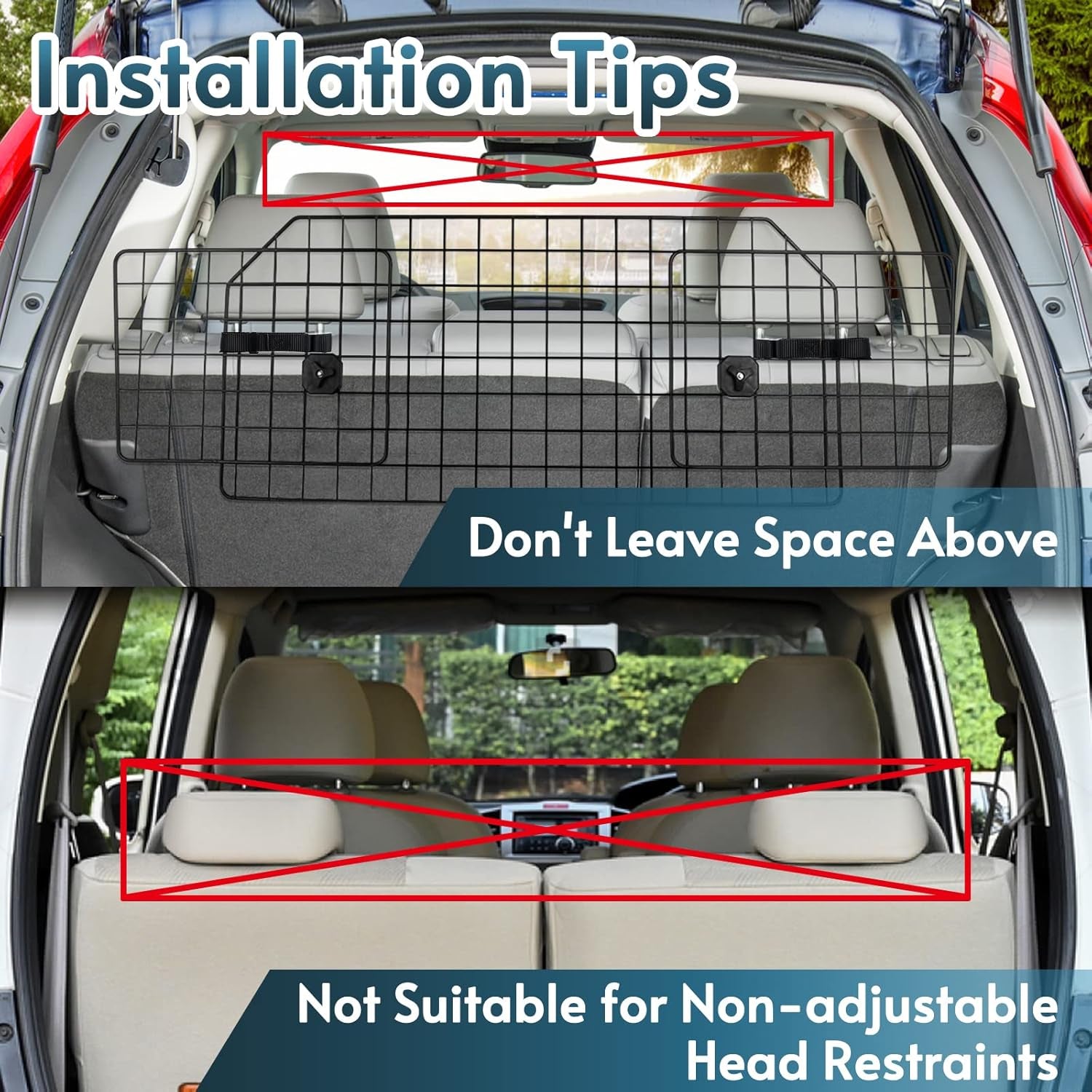 Dog Car Barrier for Suvs, Adjustable Large Pet Gate, Universal-Fit Divider Cargo Net, Heavy-Duty Wire Mesh Dog Barrier SUV, Van Vehicles Subaru Car Accessories Safety Travel, Standard Model
