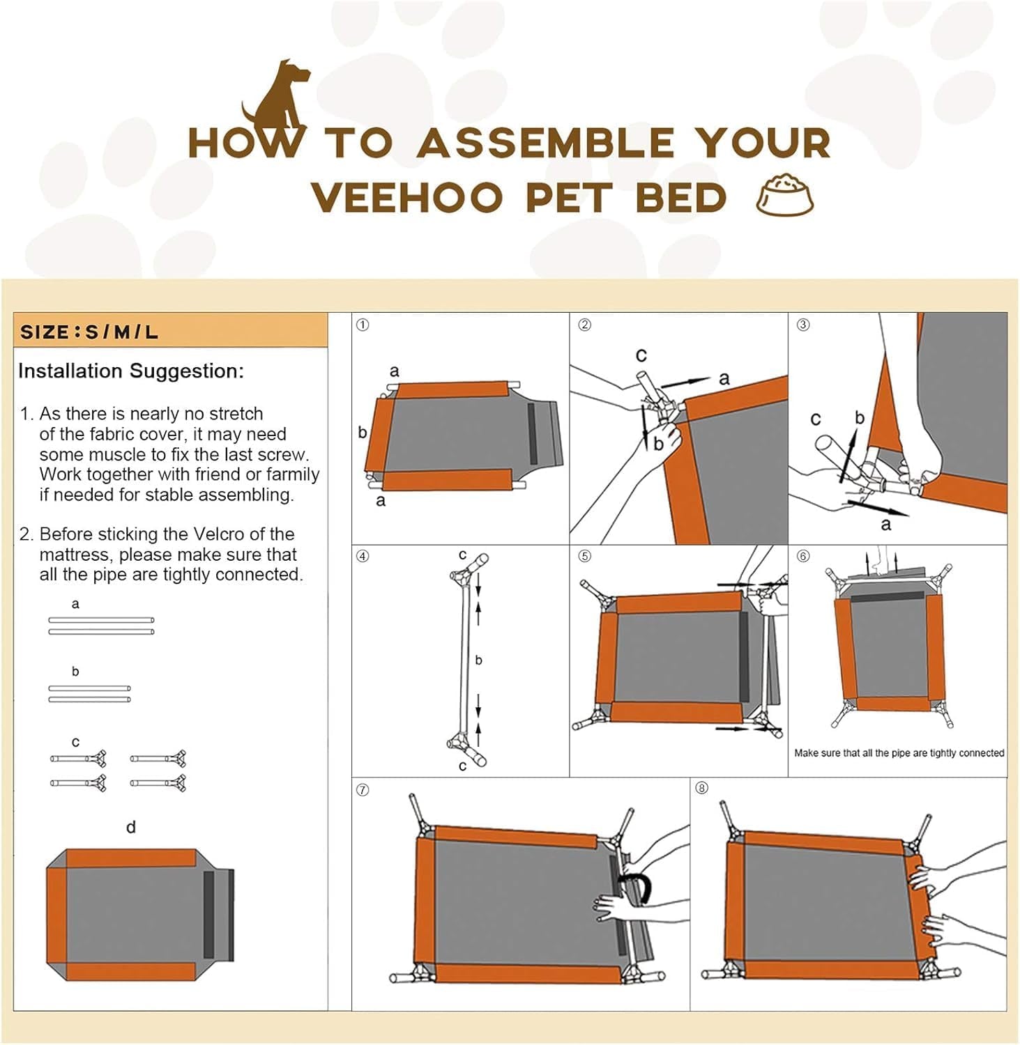 Outdoor Elevated Dog Bed Large Sized Dogs, Large Cooling Raised Dog Cots Beds Training Platform off Ground Hammock with Breathable Mesh, No-Slip Feet, 42"X30", Brown