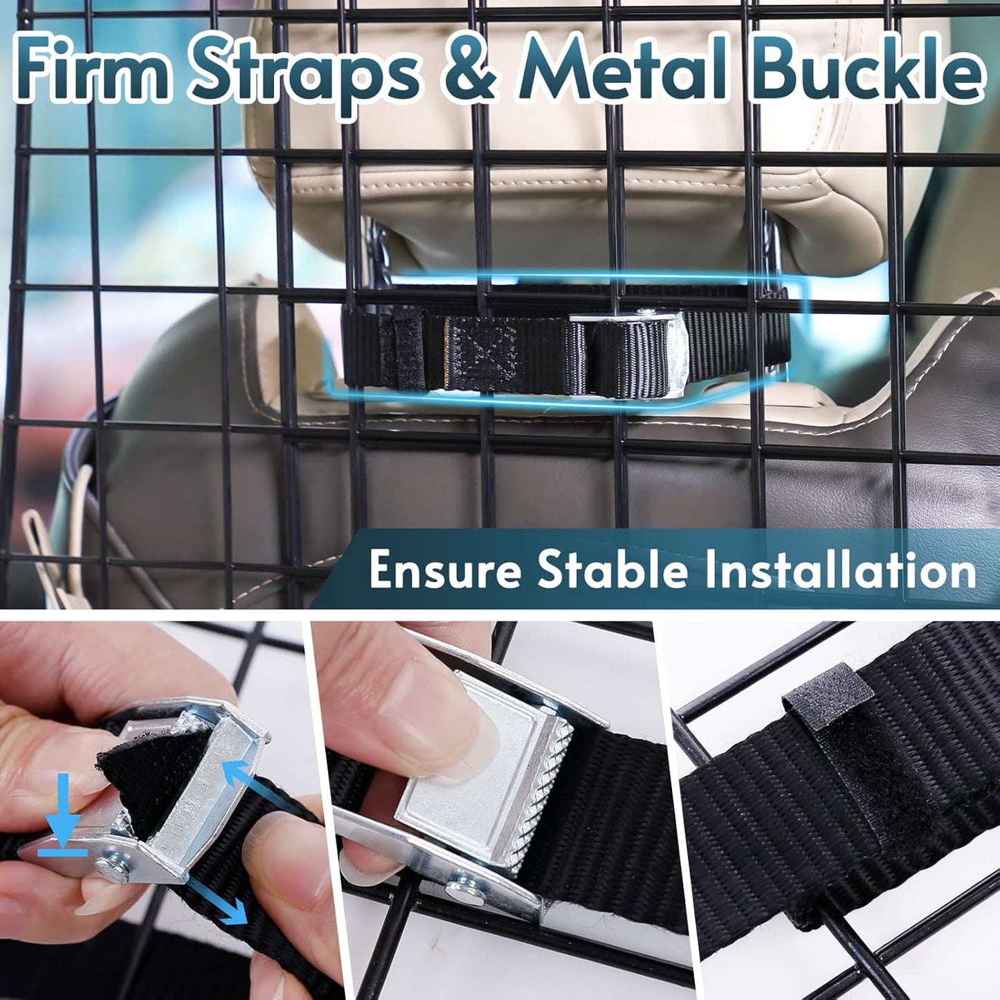 Dog Car Barrier for Suvs, Adjustable Large Pet Gate, Universal-Fit Divider Cargo Net, Heavy-Duty Wire Mesh Dog Barrier SUV, Van Vehicles Subaru Car Accessories Safety Travel, Standard Model