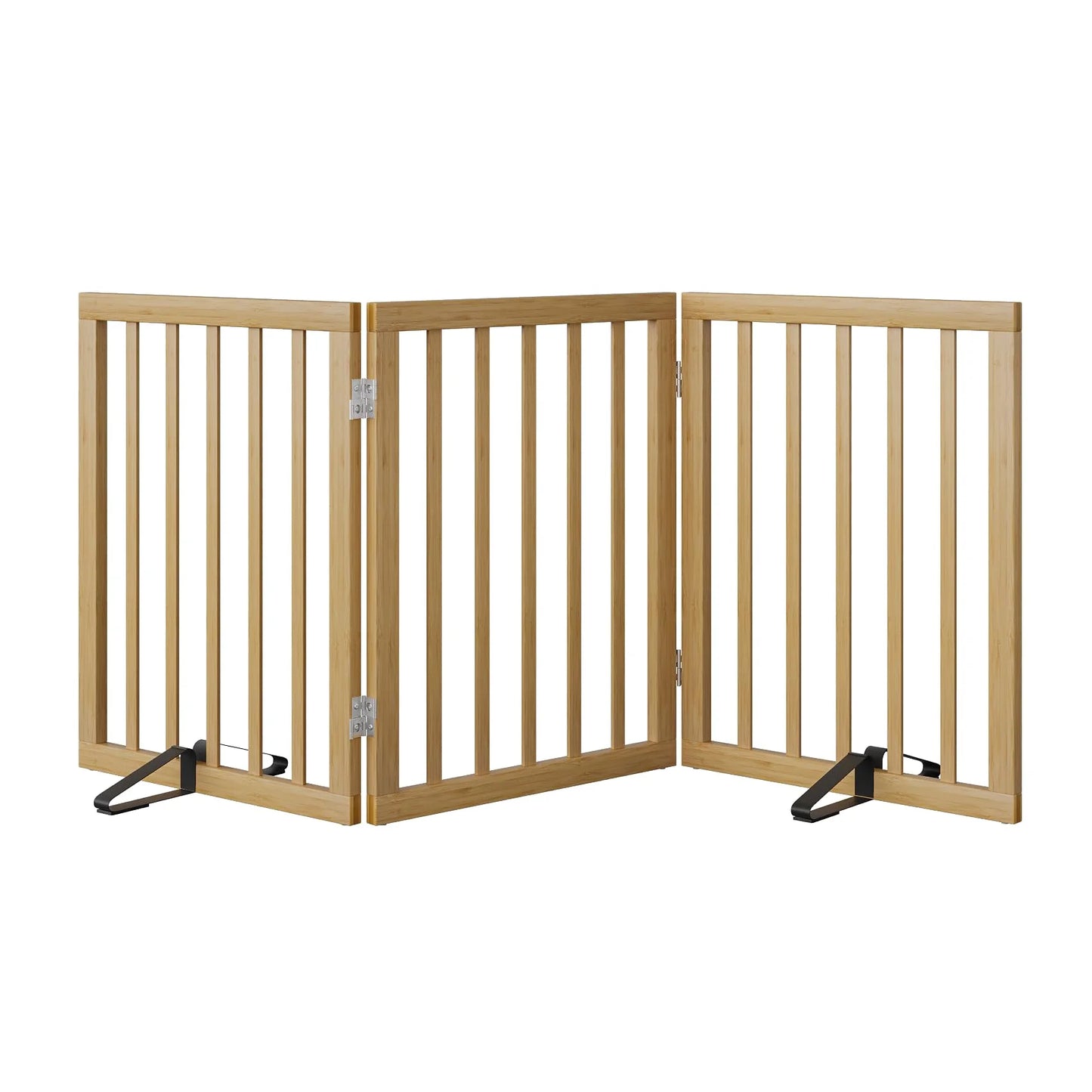 Bamboo Dog Gate Freestanding Pet Gate with 2 Support Feet for Doorways,Natural,24"H