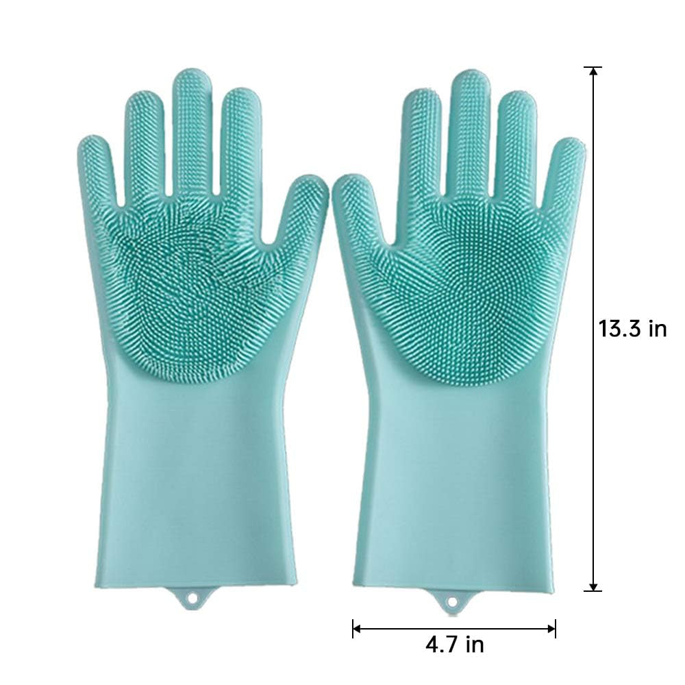 Pet Grooming Gloves with Silicone Tips - Hair Remover Mitt for Long and Short Hair Dogs, Cats, Massaging and Bathing