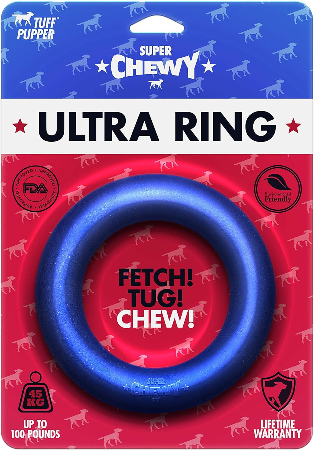 Superchewy Tough Dog Ring Toy | Lifetime Replacement | Strong Natural Rubber | Chew Toys for Aggressive Chewers | Durable Tug Play | Strong Dog Ring Toy | Large Breed Tested