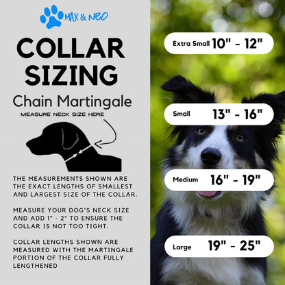 Stainless Steel Chain Martingale Collar - We Donate a Collar to a Dog Rescue for Every Collar Sold (Small, Orange)