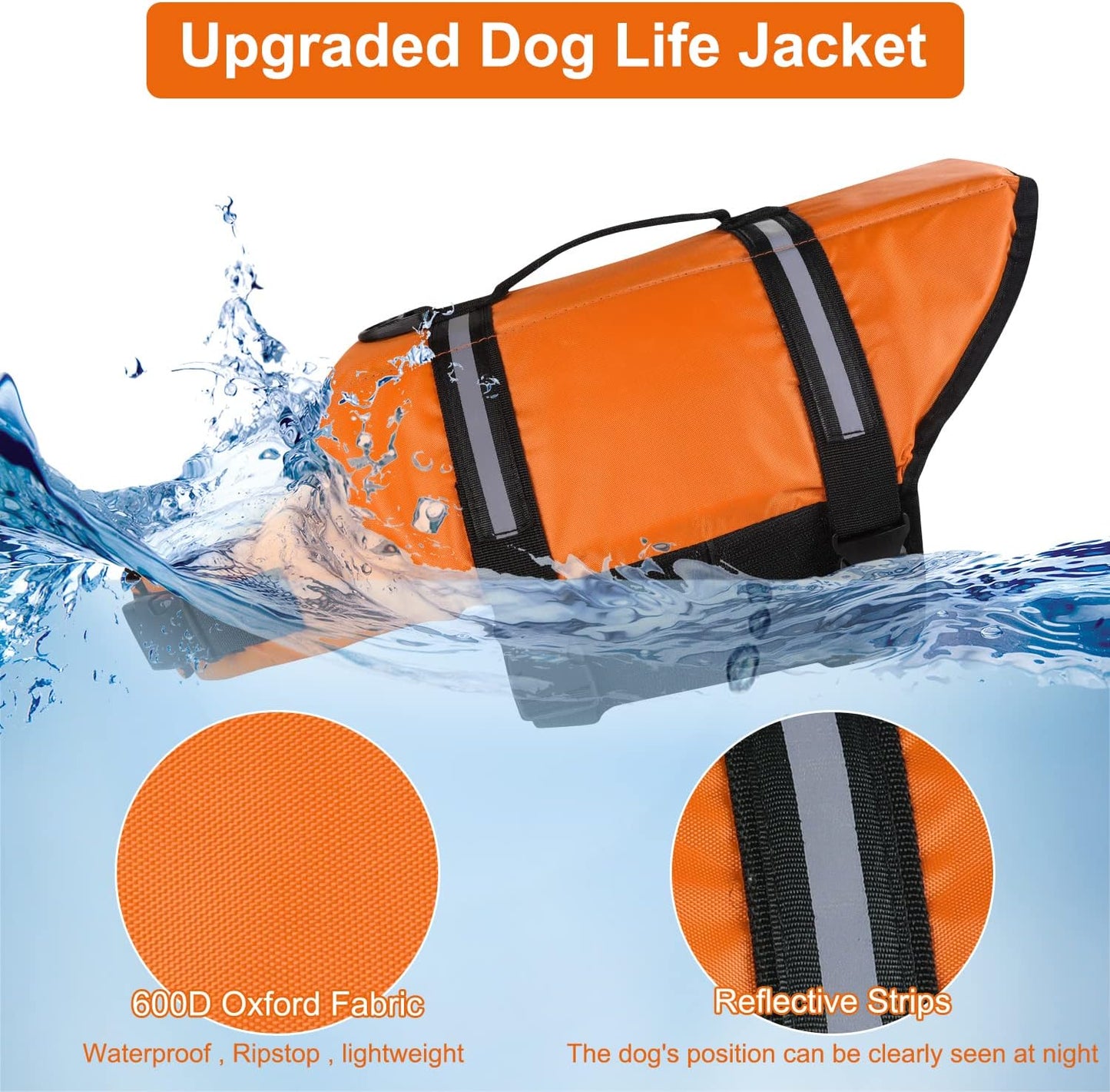 Dog Life Jacket Vest Saver Safety Swimsuit Preserver with Reflective Stripes/Adjustable Belt Dogs?Orange,S