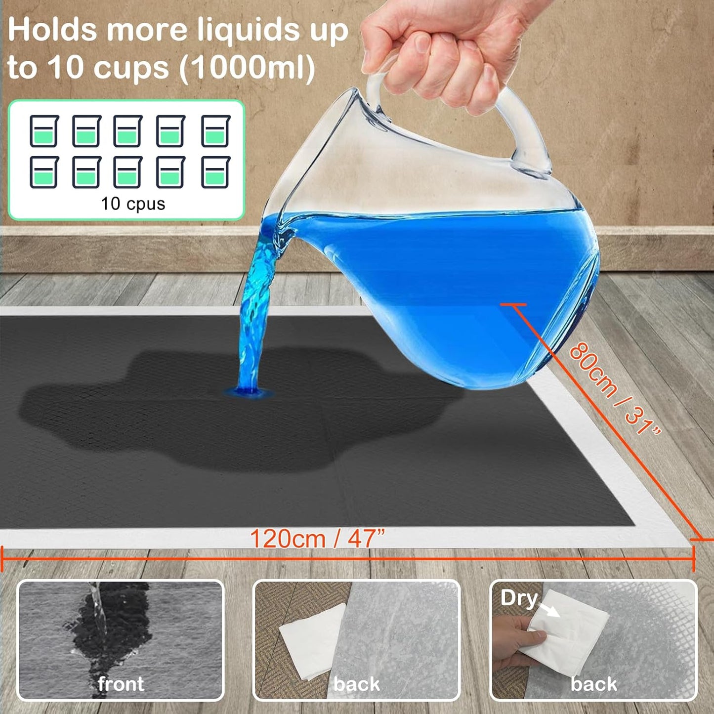 Extra Large 31"X47" 30 Pcs Odor-Control Super Absorbency Charcoal Pee Pads for Dogs,Leak-Proof Pet Training Pee Pads,Thicken Disposable Potty Pads Puppy Training Pads for Cats Rabbits