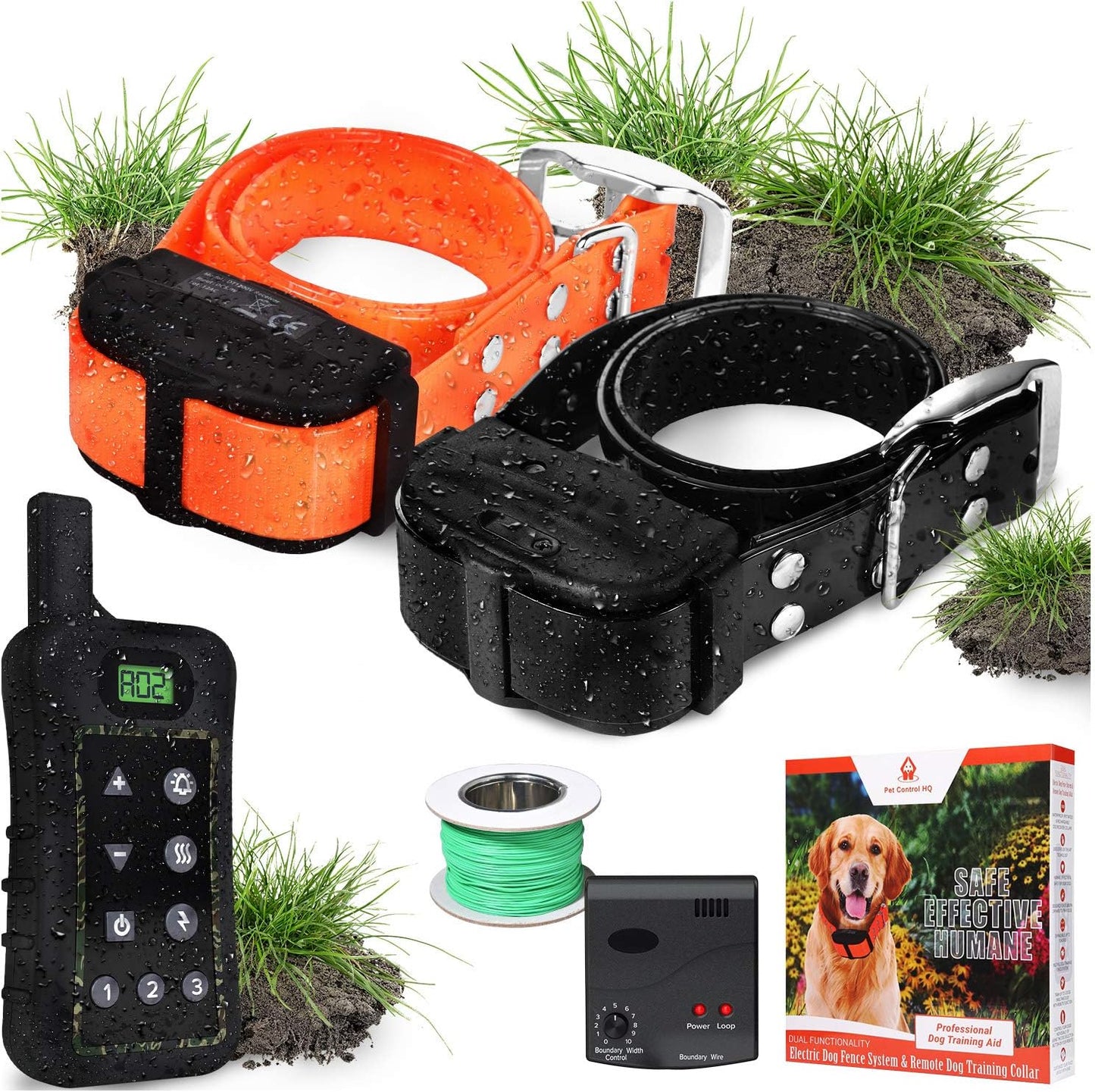 Wireless Dog Fence System - Dog Fence Electric Shock Collar Training with Remote - Pet Containment System with Fence Wire Underground Perimeter (2 Dogs with Remote)