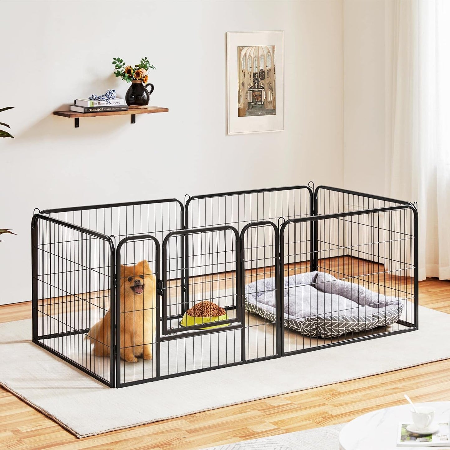 Dog Playpen Indoor, Extra Wide Outdoor Dog Fence Foldable Pet Puppy Exercise Pen for Yard/Garden/Rv Camping, 6 Panels 24 Inch Height X 32 Inch Width