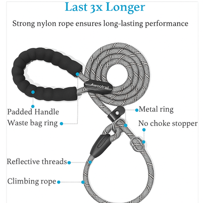 Slip Lead Dog Leash 6FT – Durable Training Rope with Padded Handle