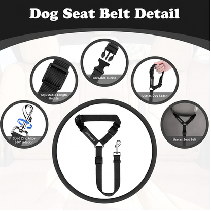 Adjustable Dog Car Seat Belt – Headrest Safety Restraint Harness for Pets