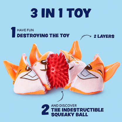 3-in-1 Squeaky Dog Toy for Aggressive Chewers