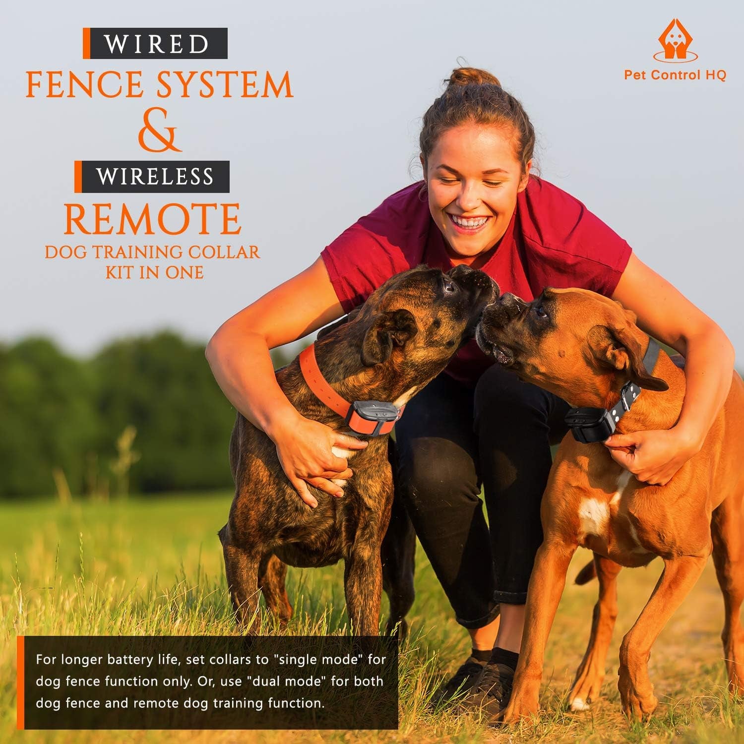 Wireless Dog Fence System - Dog Fence Electric Shock Collar Training with Remote - Pet Containment System with Fence Wire Underground Perimeter (2 Dogs with Remote)