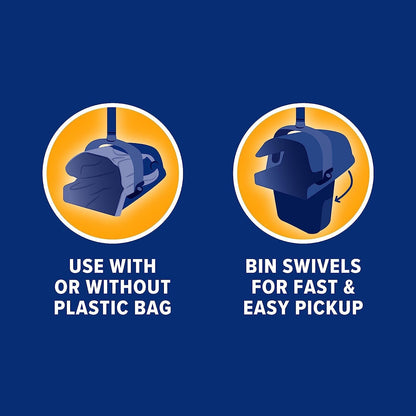 Petmate  Swivel Bin & Rake Pooper Scooper Waste Management System (2 Bonus Heavy Duty Handle Tie Waste Bags Included for Premium Odor Control)
