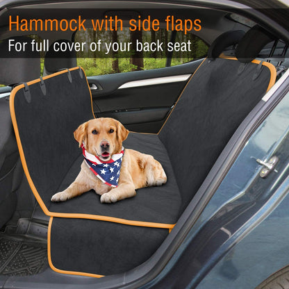 Dog Car Seat Cover Car Seat Protector- Dog Seat Cover for Back Seat of Suvs, Trucks, Cars - Waterproof & Convertible Hammock for Car Backseat - Travel Accessories -Orange, XL