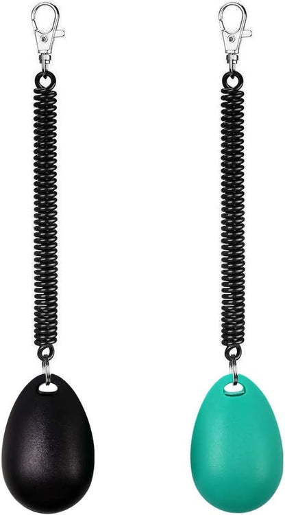 Dog Training Clicker with Wrist Strap Durable Lightweight Easy to Use, Pet Training Clicker for Cats Puppy Birds Horses. Perfect for Behavioral Training 2-Pack (Black and Water Lake Blue)