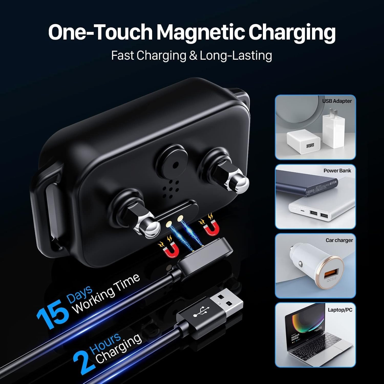 Dog Bark Collar,  Bark Collar for Large Medium Small Dogs,Smart Bark Collar,Rechargeable anti Barking Training Collar with 8 Adjustable Sensitivity,Bark Shock Collar with Beep Vibration Shock