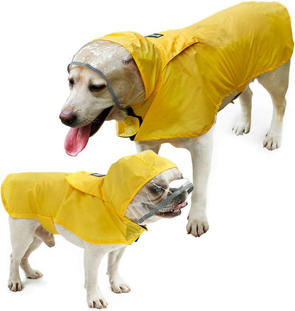 Pet Raincoat Packable Hooded Dog Rain Jacket Reflective Strips Lightweight Adjustable Poncho for Small Medium Large Dogs Yellow M