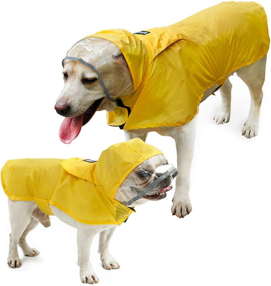 Pet Raincoat Packable Hooded Dog Rain Jacket Reflective Strips Lightweight Adjustable Poncho for Small Medium Large Dogs Yellow M