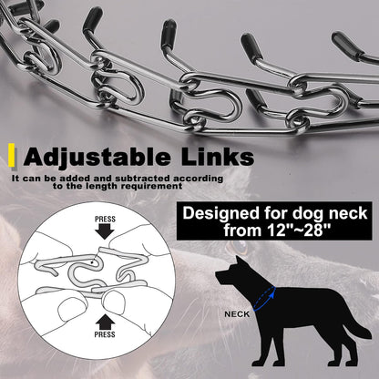 Dog Prong Traing Collar,Choke Pinch Collar for Dogs Quick Pelease Spike Collars No Pull Martingale Adjustable for Large Medium Small Breeds Dogs Stainless Steel (12"~28" Black 3.0Mm)