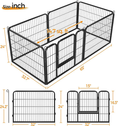 Dog Playpen Indoor, Extra Wide Outdoor Dog Fence Foldable Pet Puppy Exercise Pen for Yard/Garden/Rv Camping, 6 Panels 24 Inch Height X 32 Inch Width