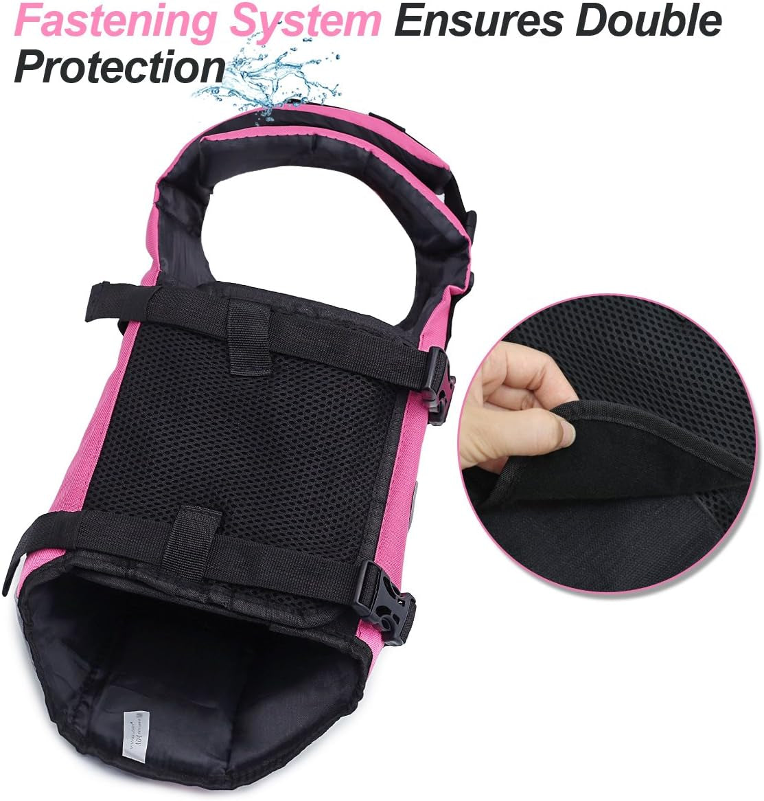 Rip Stop Dog Life Vest, Swimming Vest with Handle, Buoyancy for Doggy Puppy, Dog Life Jacket for Swimming & Boating, M, Pink