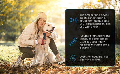 2024 Ultrasonic Dog Bark Deterrent & Behavior Corrector - Stop Barking, Jumping, Aggression without Yelling - Just Point & Press! Backed by Kevin Harrington from Shark Tank
