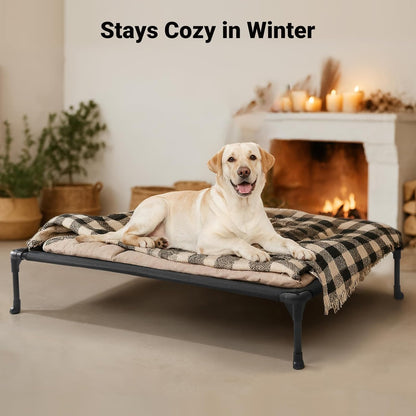 Outdoor Elevated Dog Bed Large Sized Dogs, Large Cooling Raised Dog Cots Beds Training Platform off Ground Hammock with Breathable Mesh, No-Slip Feet, 42"X30", Brown