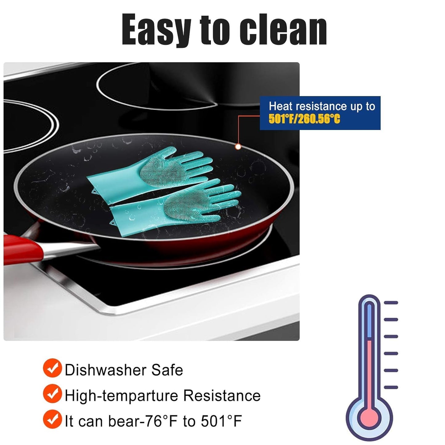 Pet Grooming Gloves with Silicone Tips - Hair Remover Mitt for Long and Short Hair Dogs, Cats, Massaging and Bathing