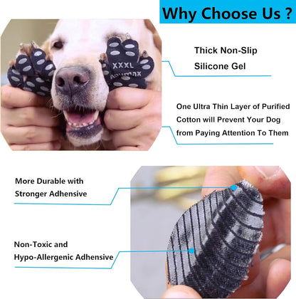 Dog Paw Protector Gripper Traction Pads,Dog Paw Covers,Foot Stickers in Summer Hot/Winter Cold Pavement,Dog Shoes Booties Socks Replacement,12 Sets (48 Pcs) M Multicolor