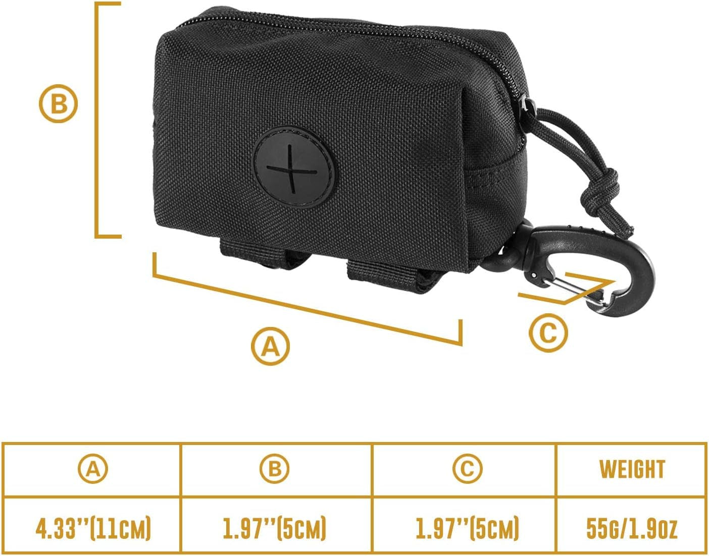 Doggy Poop Bag Holder Zipper Dog Waste Bag Pouch Leash Attachment for Walking Training Running Hiking