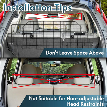 Dog Car Barrier for Suvs, Adjustable Large Pet Gate, Universal-Fit Divider Cargo Net, Heavy-Duty Wire Mesh Dog Barrier SUV, Van Vehicles Subaru Car Accessories Safety Travel, Standard Model
