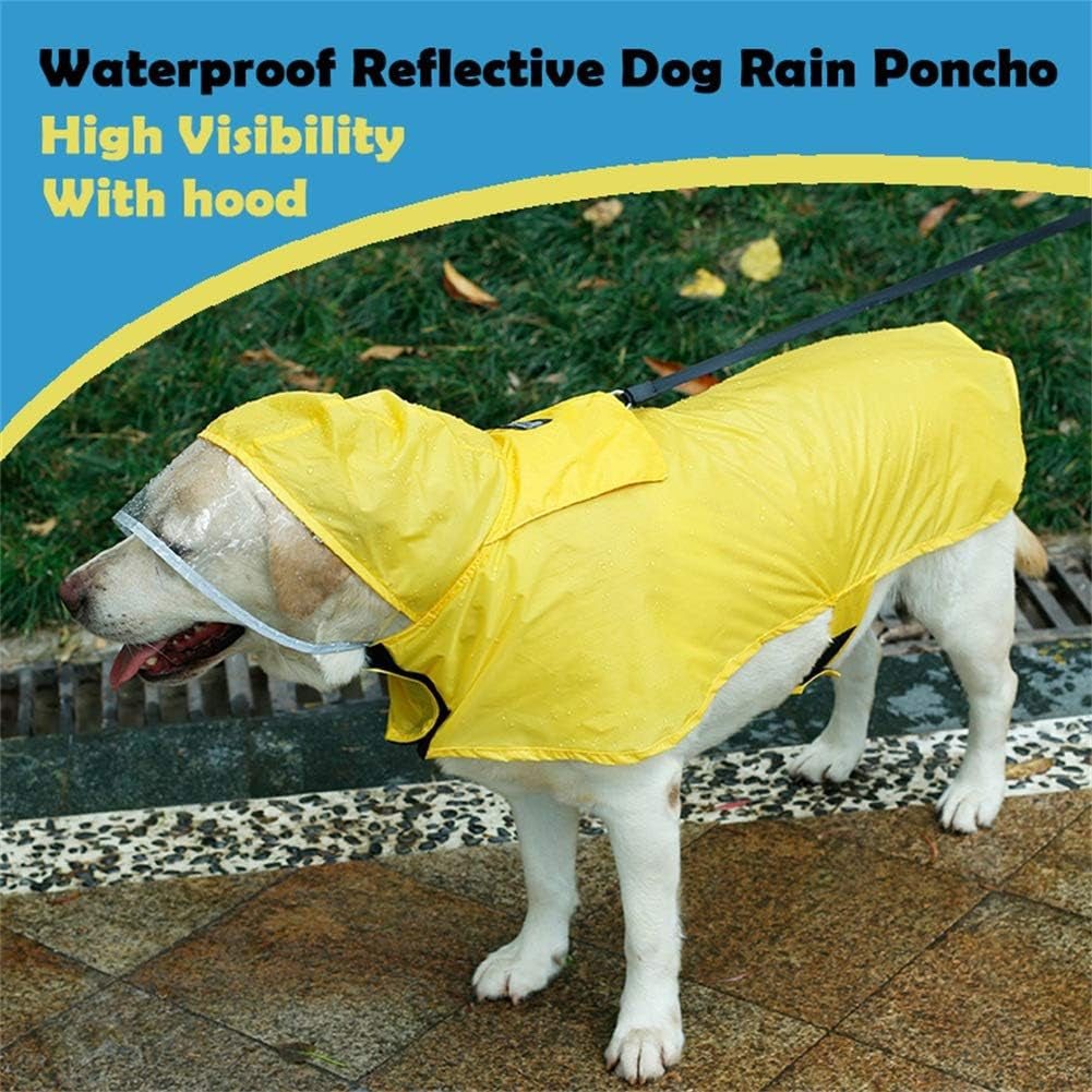 Pet Raincoat Packable Hooded Dog Rain Jacket Reflective Strips Lightweight Adjustable Poncho for Small Medium Large Dogs Yellow M
