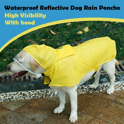 Pet Raincoat Packable Hooded Dog Rain Jacket Reflective Strips Lightweight Adjustable Poncho for Small Medium Large Dogs Yellow M