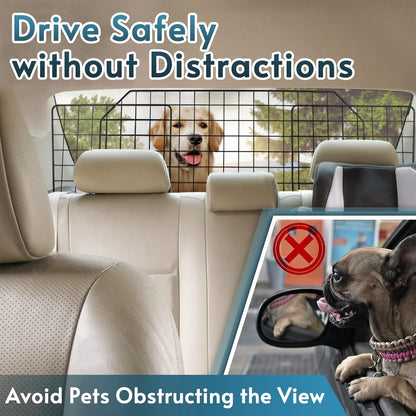 Dog Car Barrier for Suvs, Adjustable Large Pet Gate, Universal-Fit Divider Cargo Net, Heavy-Duty Wire Mesh Dog Barrier SUV, Van Vehicles Subaru Car Accessories Safety Travel, Standard Model
