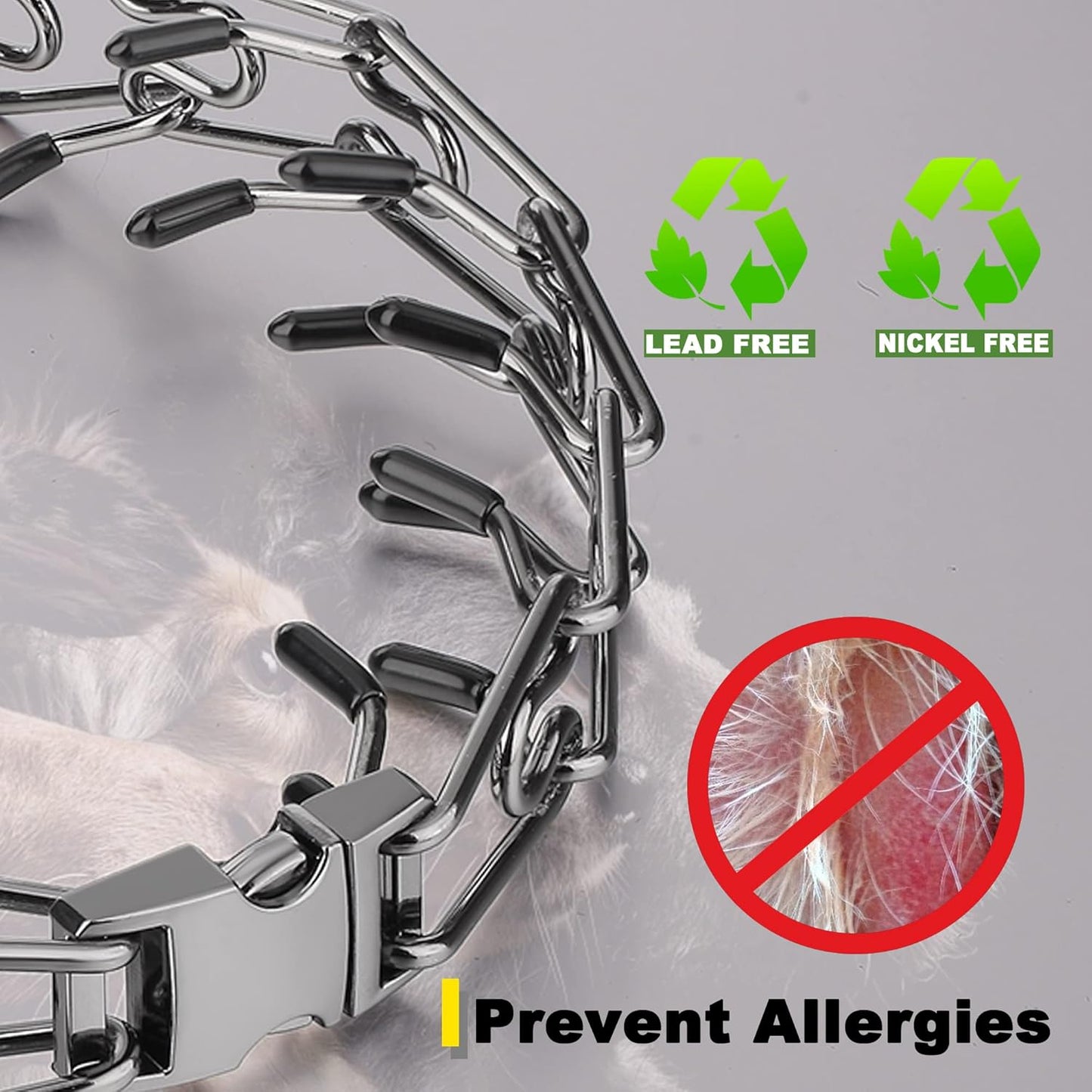 Dog Prong Traing Collar,Choke Pinch Collar for Dogs Quick Pelease Spike Collars No Pull Martingale Adjustable for Large Medium Small Breeds Dogs Stainless Steel (12"~28" Black 3.0Mm)