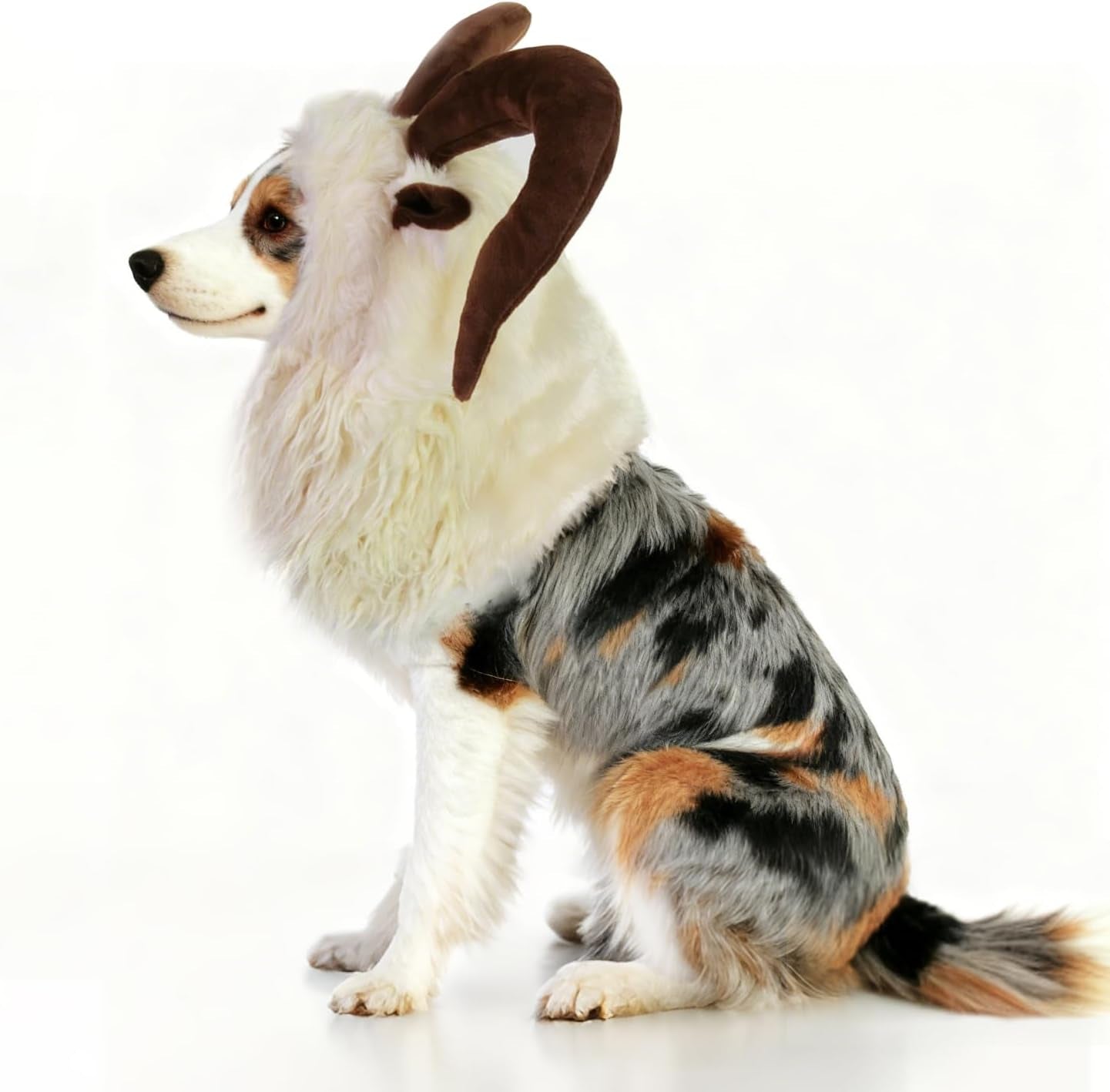 Funny Pet Reindeer Moose Costumes for Dog, Cute Furry Pet Wig for Halloween Christmas, Pet Clothing Accessories