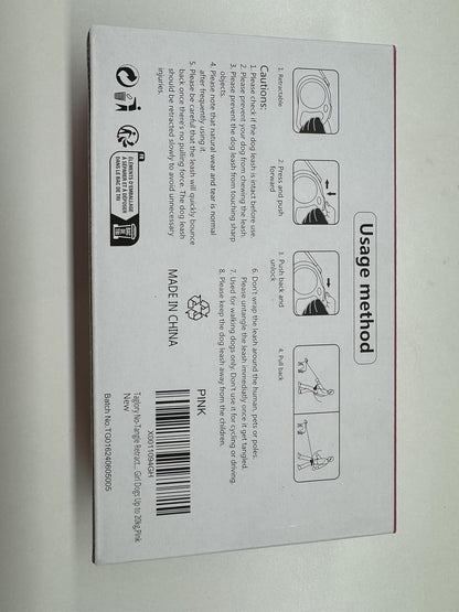 Retractable Dog Leash, 16Ft No Tangle Leash Retractable for Small Medium Dogs up to 44 Lbs, One-Handed Brake, Pause, Lock, Pink