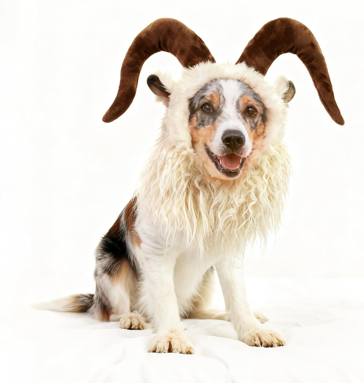Funny Pet Reindeer Moose Costumes for Dog, Cute Furry Pet Wig for Halloween Christmas, Pet Clothing Accessories