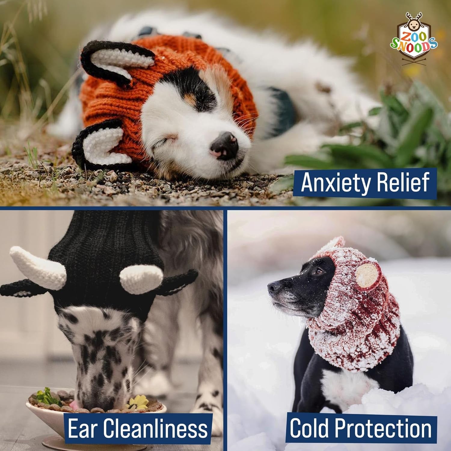 Bunny Costume - Knit Easter Dog Snood Ear Wrap for Pets, Warm Neck Cover for Halloween and Winter (Medium)