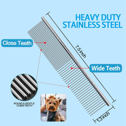 Dog Grooming Scissors Kit, Heavy Duty Titanium Stainless Steel Professional Pet Grooming Scissors Kit with Comb, Straight Scissors, Curved Scissors, Thinning Shears for Dogs and Cats