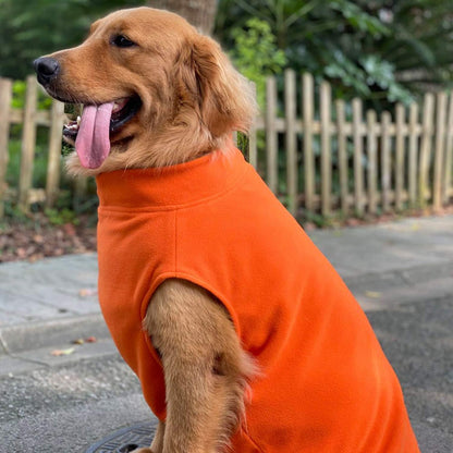 Dog Winter Vest Warm Breathable Dog Polar Fleece Vest Jacket, Lightweight Winter Coat with Leash Neck Hole for Small Medium Large Dogs Orange M