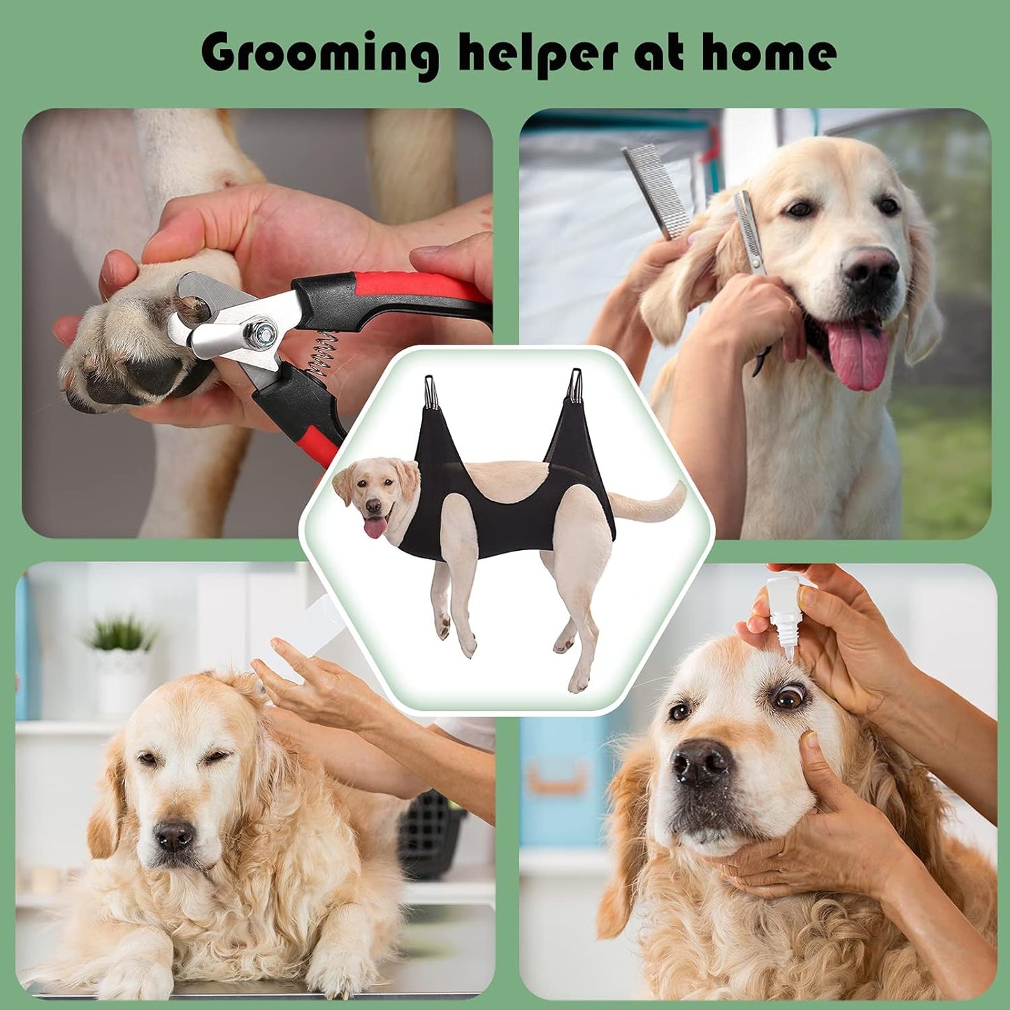Pet Dog Grooming Hammock Harness for Cats & Dogs, Dog Sling for Grooming, Dog Hammock Restraint Bag with Nail Clippers/Trimmer, Nail File, Pet Comb,Ear/Eye Care