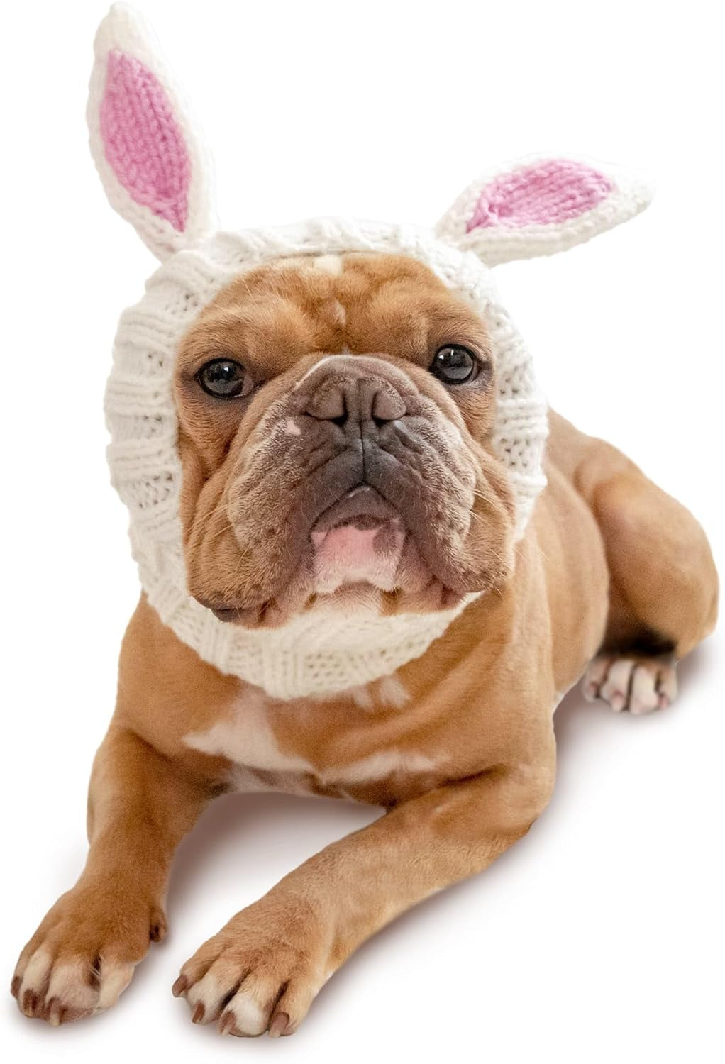 Bunny Costume - Knit Easter Dog Snood Ear Wrap for Pets, Warm Neck Cover for Halloween and Winter (Medium)