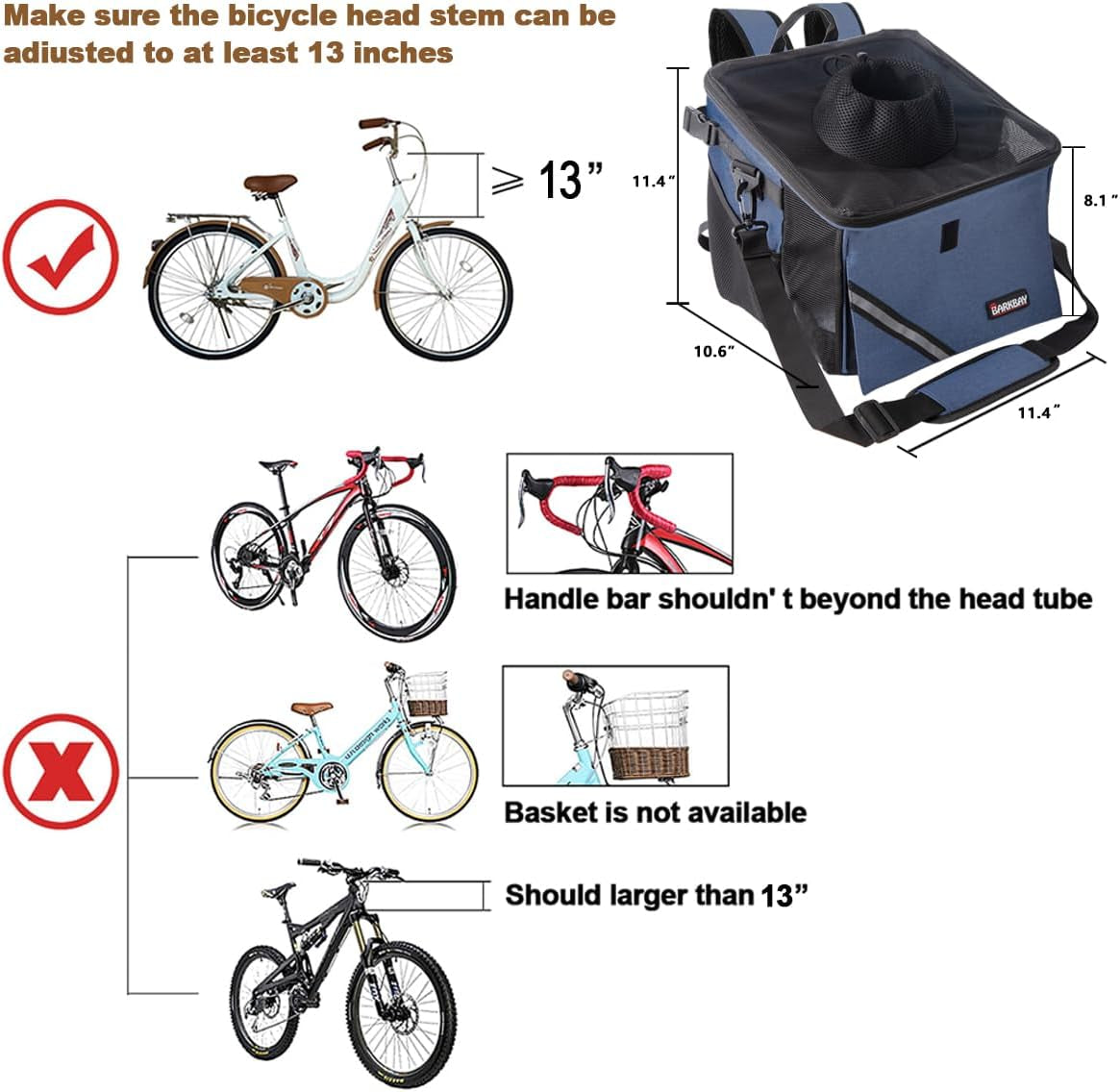 Pet Carrier Bicycle Basket Bag Pet Carrier/Booster Backpack for Dogs and Cats with Big Side Pockets,Comfy & Padded Shoulder Strap,Travel with Your Pet Safety（Classic Blue）