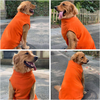 Dog Winter Vest Warm Breathable Dog Polar Fleece Vest Jacket, Lightweight Winter Coat with Leash Neck Hole for Small Medium Large Dogs Orange M
