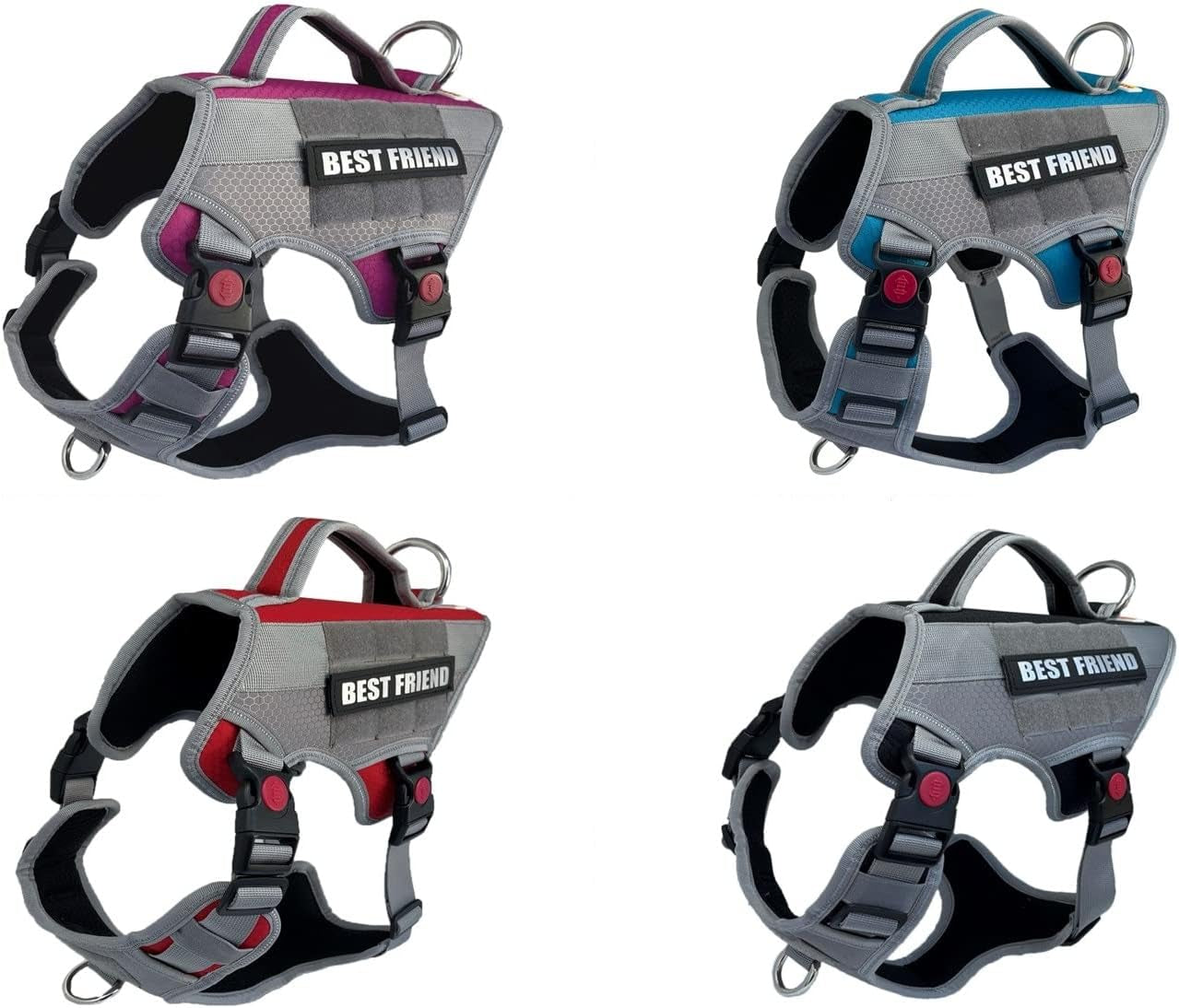 Tactical Working Dog Vest Harness - No-Pull Service Dog Jacket with Reflective Hook & Loop Patches - Padded Handle, Buckles with Quick Release Buttons, Adjustable Straps - Blue, Small