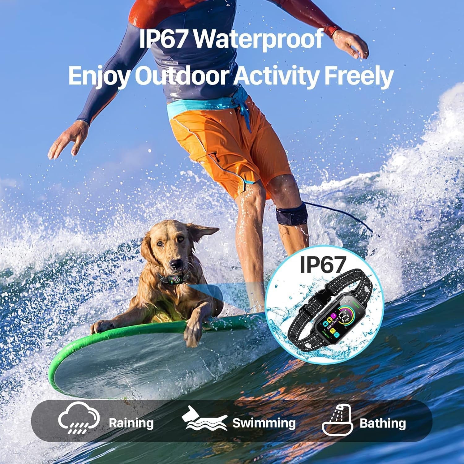 Dog Bark Collar,  Bark Collar for Large Medium Small Dogs,Smart Bark Collar,Rechargeable anti Barking Training Collar with 8 Adjustable Sensitivity,Bark Shock Collar with Beep Vibration Shock