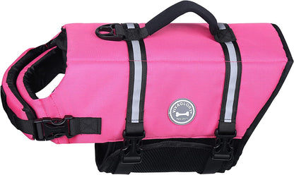 Rip Stop Dog Life Vest, Swimming Vest with Handle, Buoyancy for Doggy Puppy, Dog Life Jacket for Swimming & Boating, M, Pink